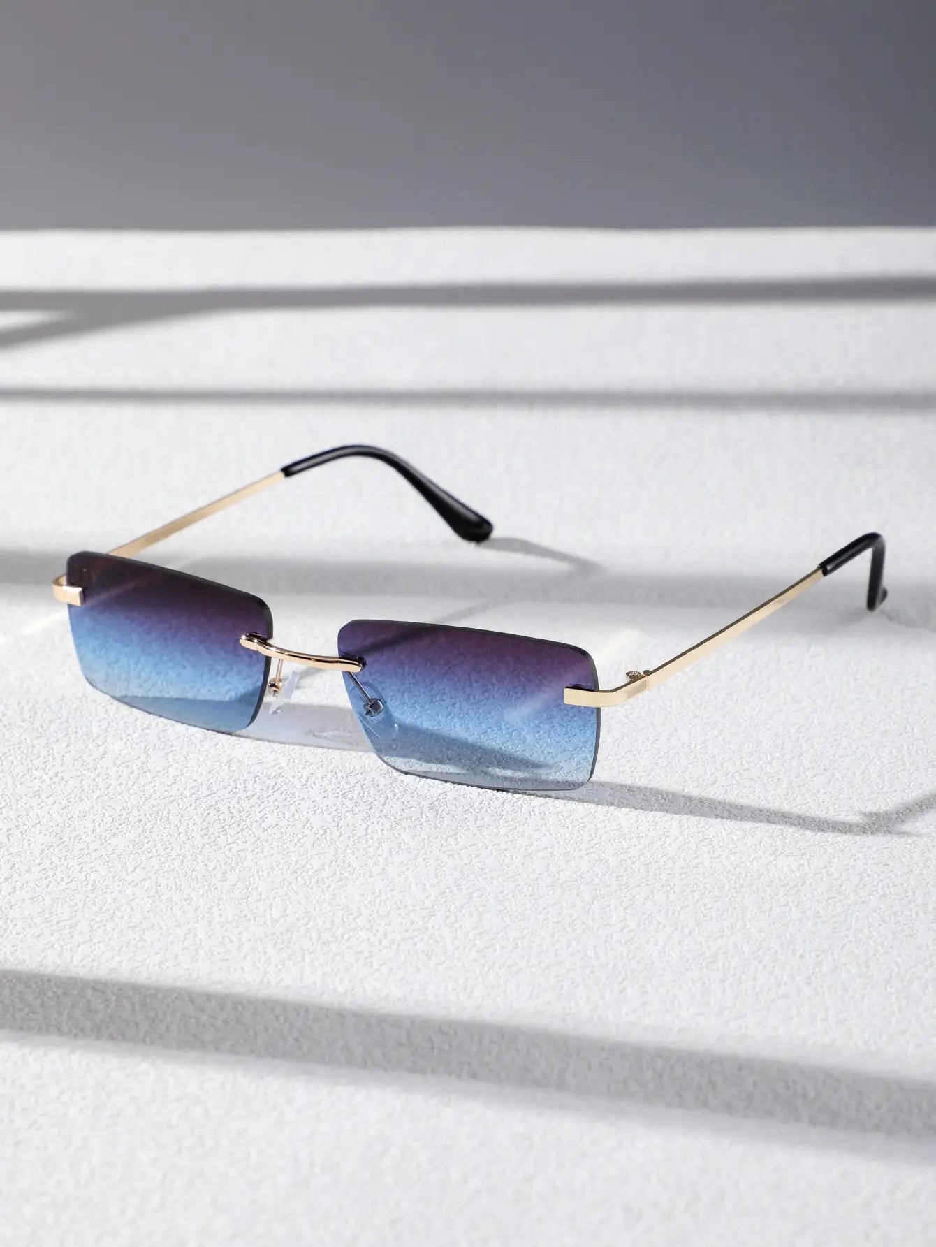 Rimless Rectangle Sunglasses for Women & Men | Small Square Retro UV400 Fashion Sunglasses | Lightweight Unisex Shades for Summer, Travel & Driving