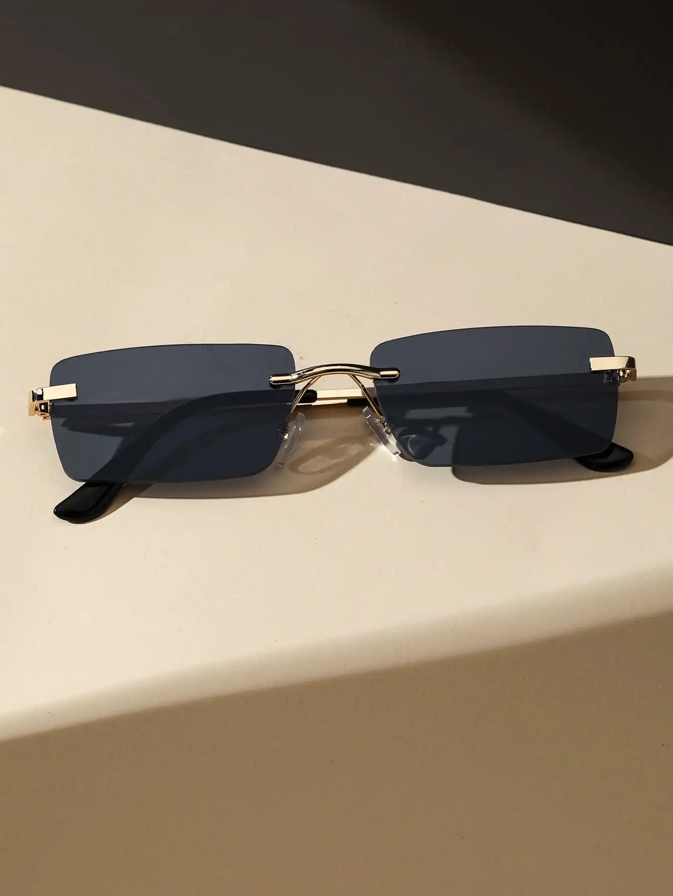 Rimless Rectangle Sunglasses for Women & Men | Small Square Retro UV400 Fashion Sunglasses | Lightweight Unisex Shades for Summer, Travel & Driving