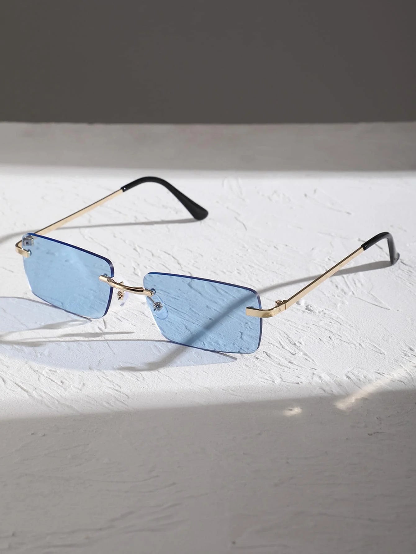Rimless Rectangle Sunglasses for Women & Men | Small Square Retro UV400 Fashion Sunglasses | Lightweight Unisex Shades for Summer, Travel & Driving