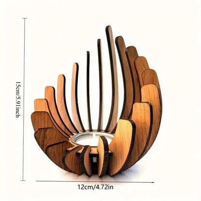 Handcrafted Lotus Wooden Tea Light Candle Holder – Elegant Minimalist Home Décor Centerpiece