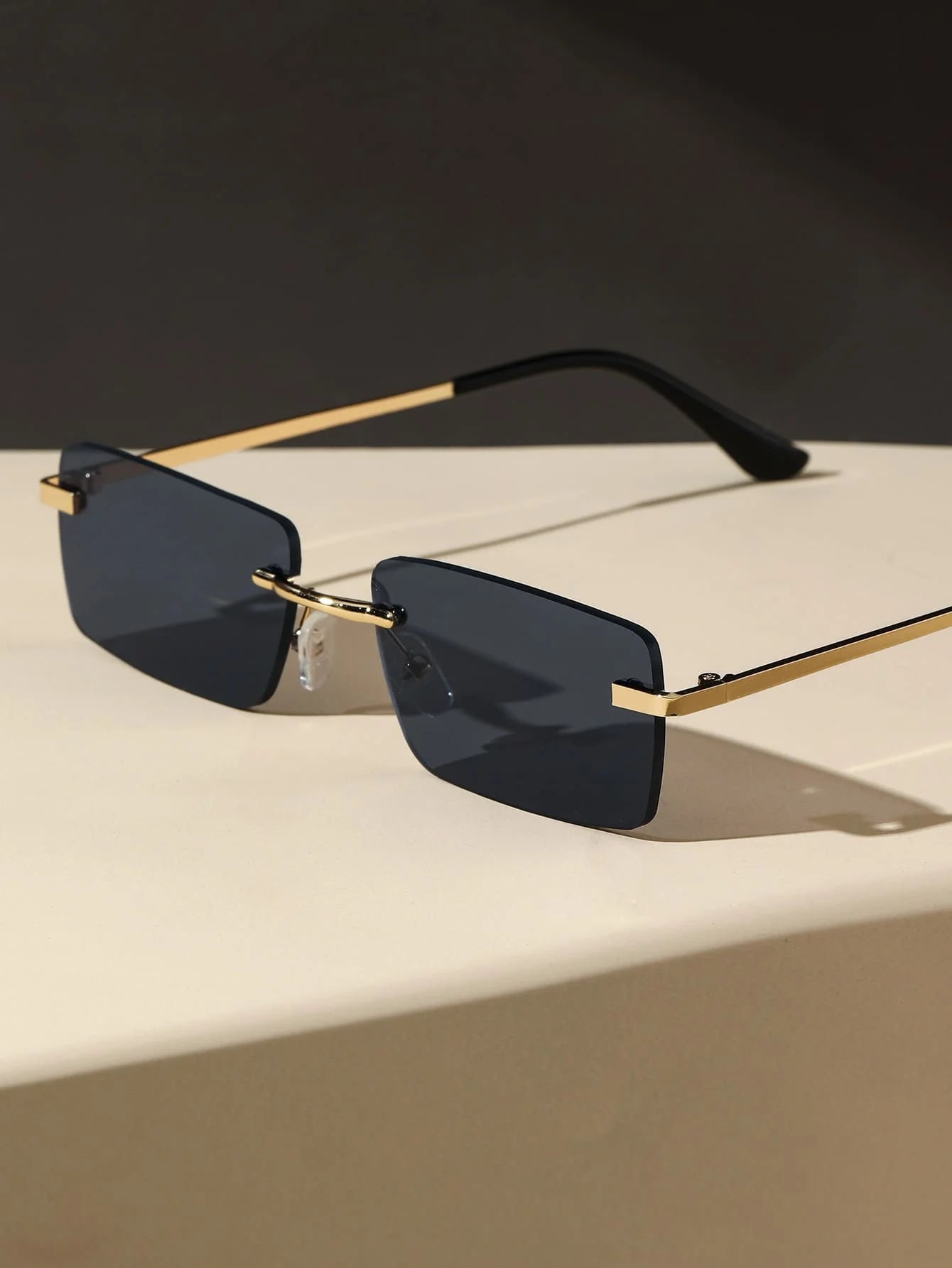 Rimless Rectangle Sunglasses for Women & Men | Small Square Retro UV400 Fashion Sunglasses | Lightweight Unisex Shades for Summer, Travel & Driving