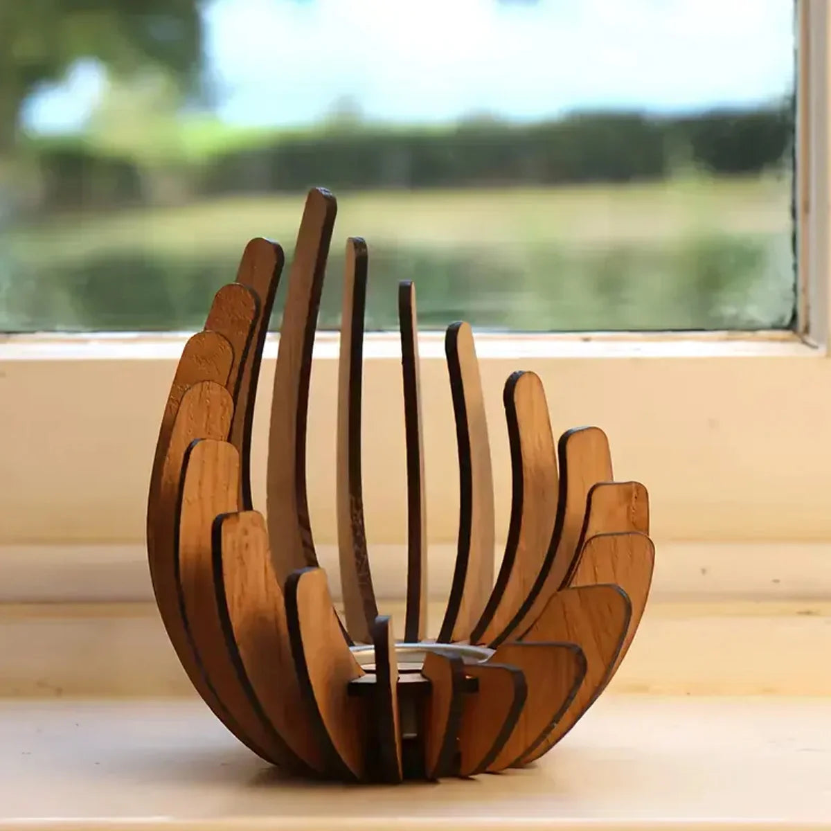 Handcrafted Lotus Wooden Tea Light Candle Holder – Elegant Minimalist Home Décor Centerpiece