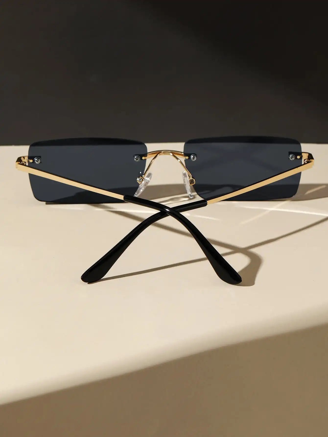 Rimless Rectangle Sunglasses for Women & Men | Small Square Retro UV400 Fashion Sunglasses | Lightweight Unisex Shades for Summer, Travel & Driving