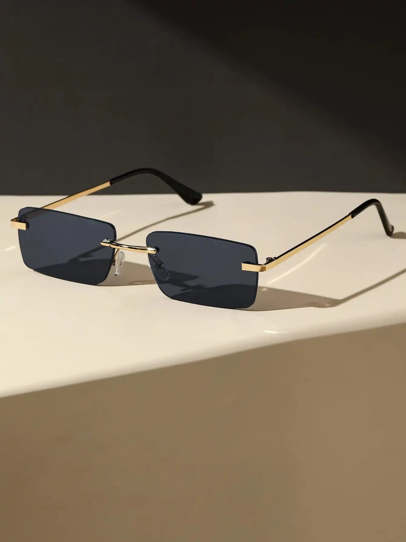 Rimless Rectangle Sunglasses for Women & Men | Small Square Retro UV400 Fashion Sunglasses | Lightweight Unisex Shades for Summer, Travel & Driving