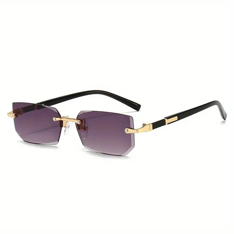 Rimless Rectangle Sunglasses for Women & Men | Small Square Retro UV400 Fashion Sunglasses | Lightweight Unisex Shades for Summer, Travel & Driving