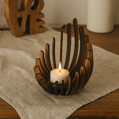 Handcrafted Lotus Wooden Tea Light Candle Holder – Elegant Minimalist Home Décor Centerpiece
