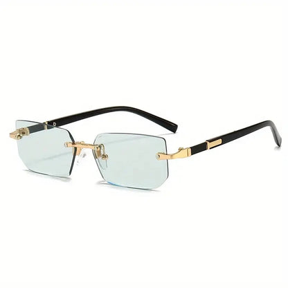 Rimless Rectangle Sunglasses for Women & Men | Small Square Retro UV400 Fashion Sunglasses | Lightweight Unisex Shades for Summer, Travel & Driving