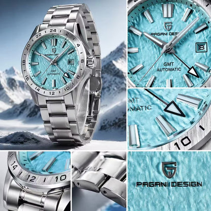 PAGANI DESIGN PD-1792 GMT Automatic Mens Watch-Sapphire Crystal Glass