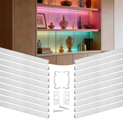 20-Pack 3.3 ft/1M V Shape LED Aluminum Channel, with Milky Cover, End