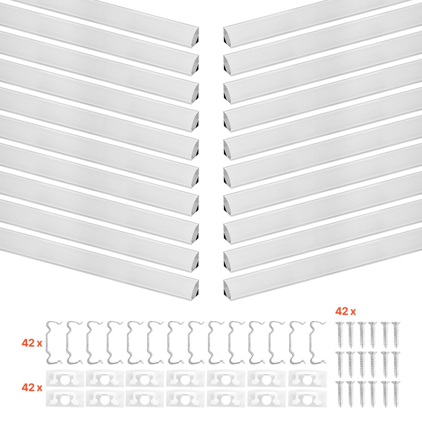 20-Pack 3.3 ft/1M V Shape LED Aluminum Channel, with Milky Cover, End